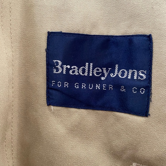 Bradley Jons Insulated Double Breasted Belted Trench Coat Men 42R Wool Lined Tan - Picture 8 of 16